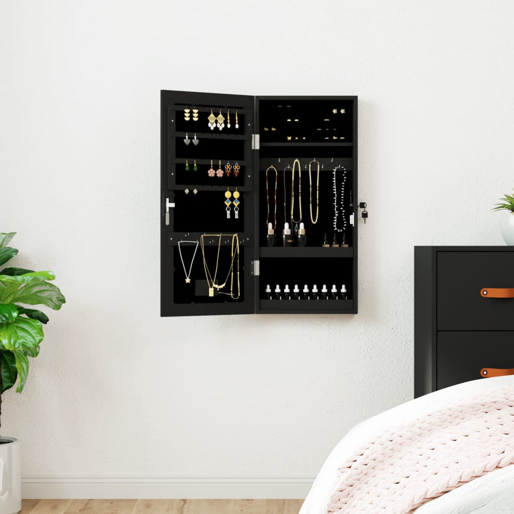 Mirror Jewellery Cabinet With Led Lights Wall Mounted