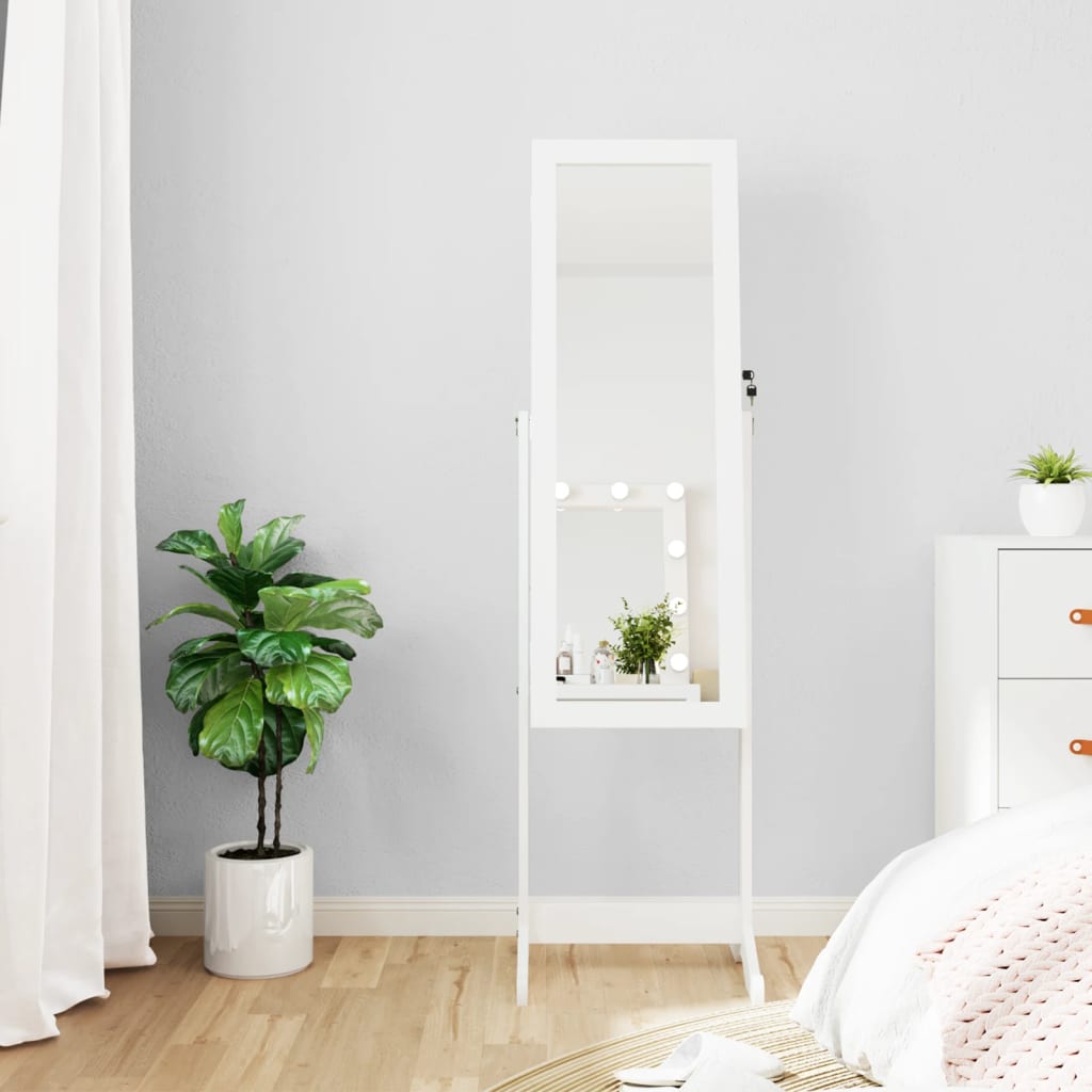 Mirror Jewellery Cabinet With Led Lights Free Standing