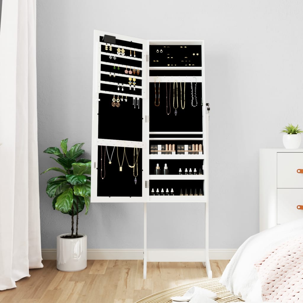 Mirror Jewellery Cabinet With Led Lights Free Standing