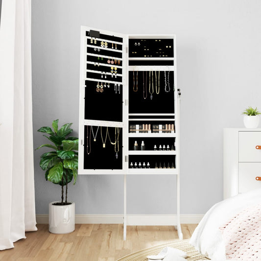Mirror Jewellery Cabinet With Led Lights Free Standing