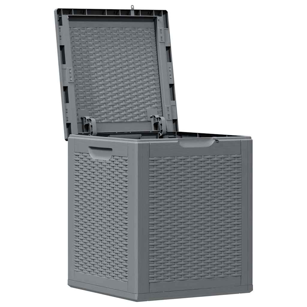 Garden Storage Box Grey PP Rattan 90 L