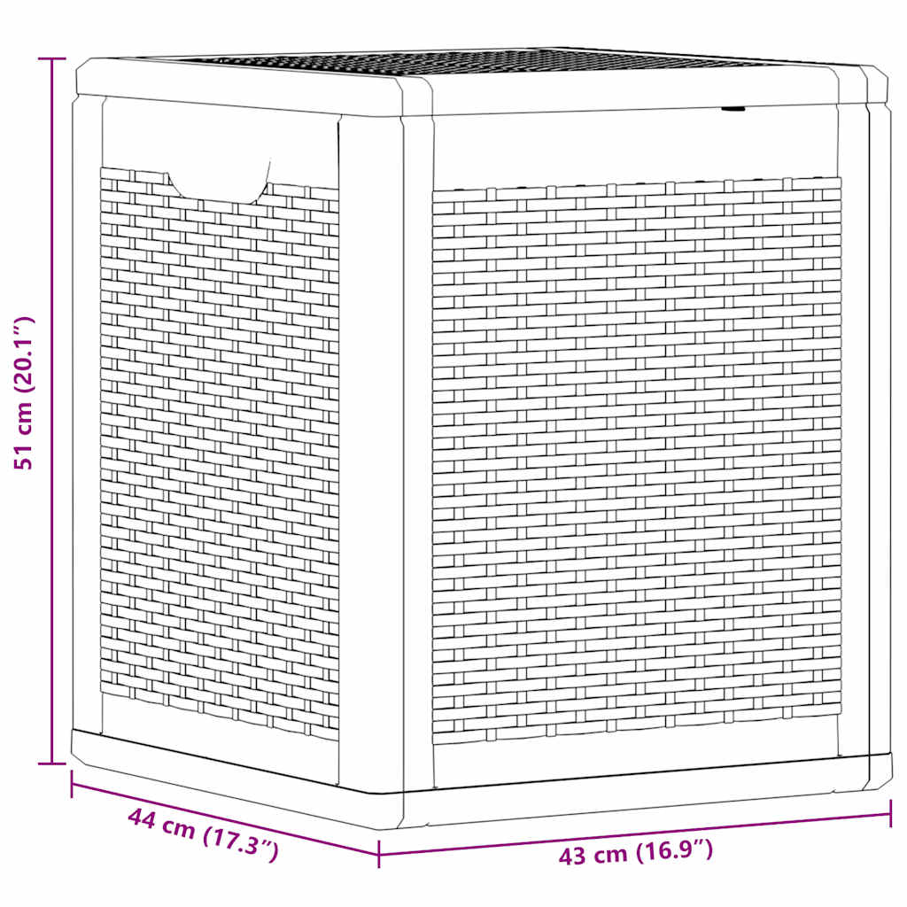 Garden Storage Box Grey PP Rattan 90 L