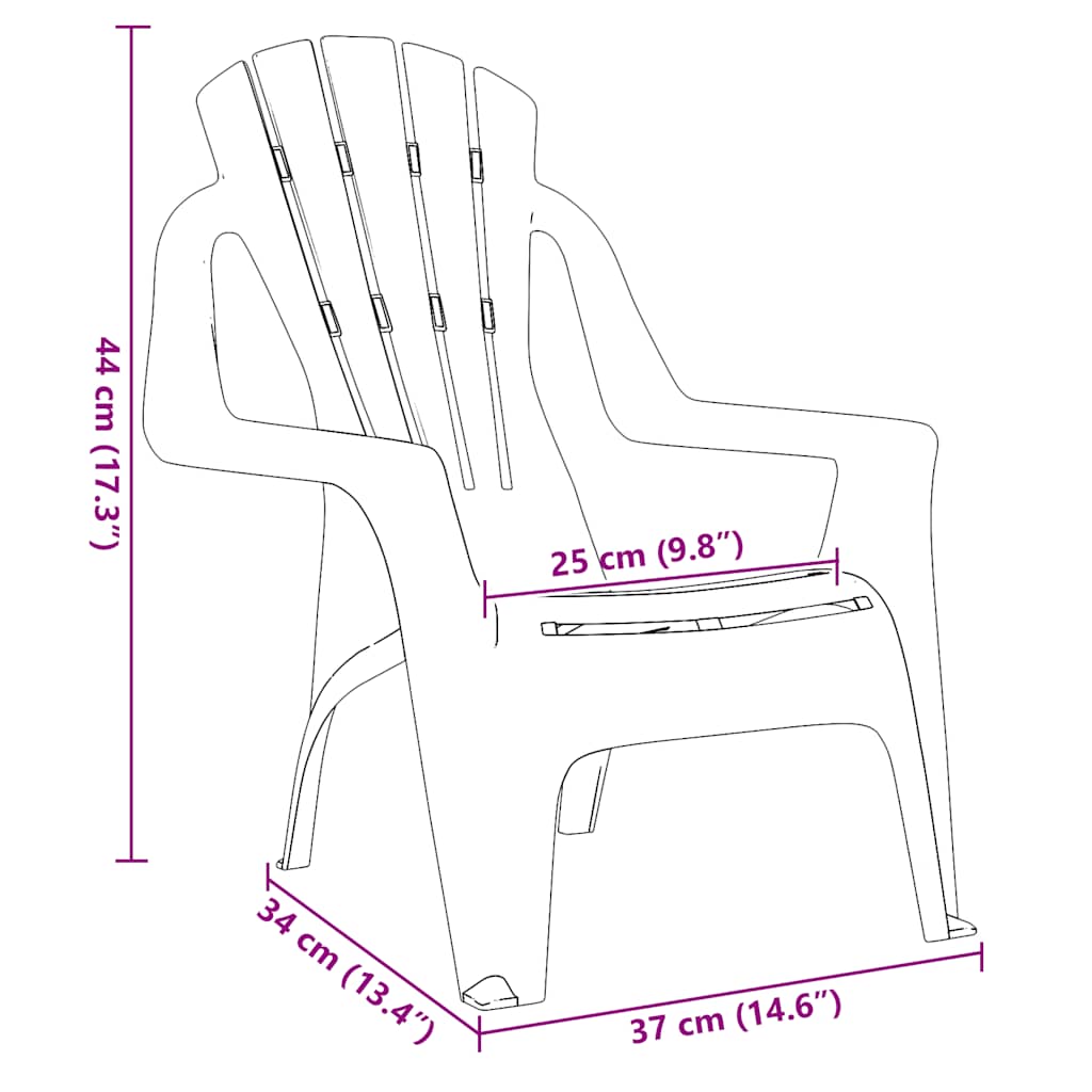Garden Chairs 2 pcs for Children Blue 37x34x44 cm PP Wooden Look