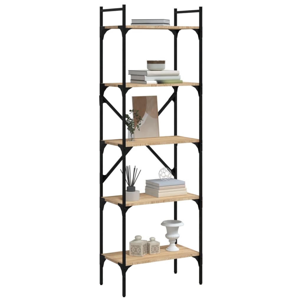 Bookcase 5-Tier Sonoma Oak 56x31.5x174 cm Engineered Wood