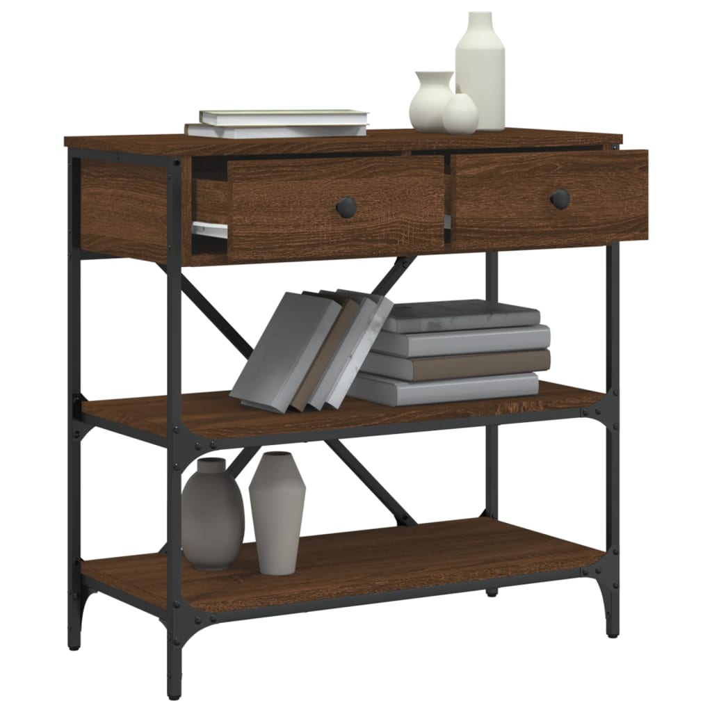 Console Table Brown Oak 75x34.5x75 cm Engineered Wood