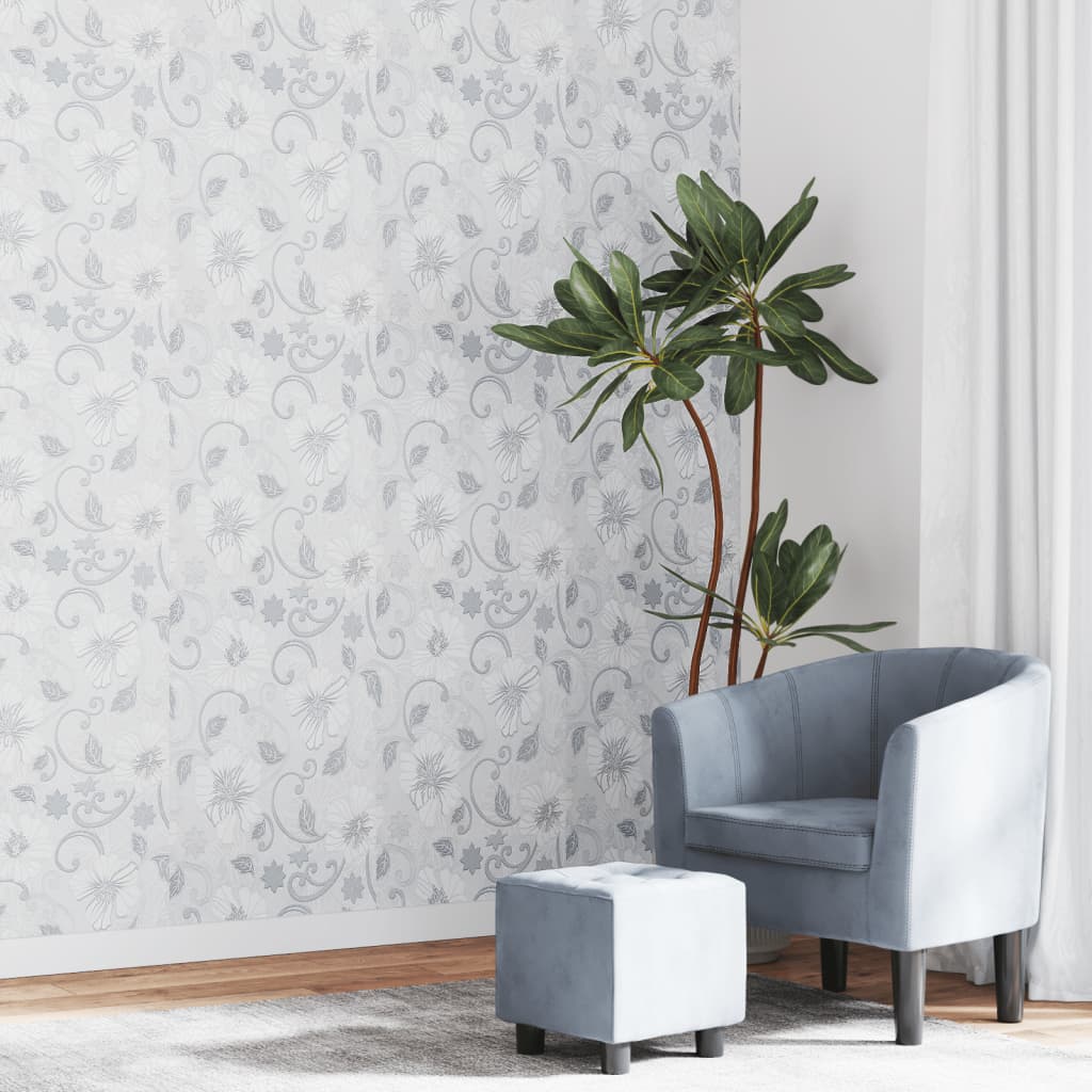 Wallpaper 3D Flower Pattern Grey 10x0.53 m Non-woven