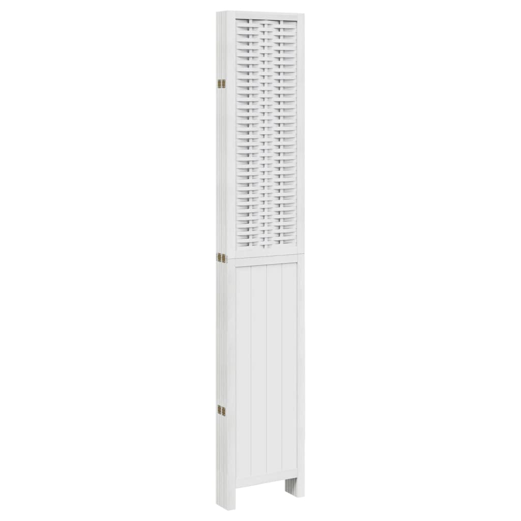 Room Divider 6 Panels White Solid Wood Paulownia