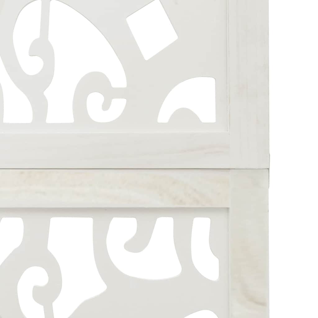 Room Divider 3 Panels White Solid Wood Paulownia