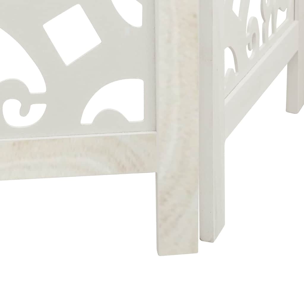Room Divider 3 Panels White Solid Wood Paulownia