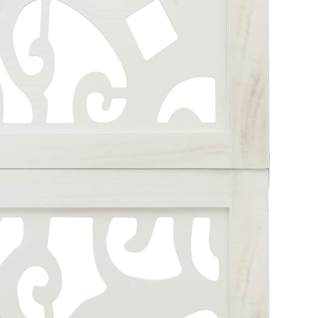 Room Divider 4 Panels White Solid Wood Paulownia