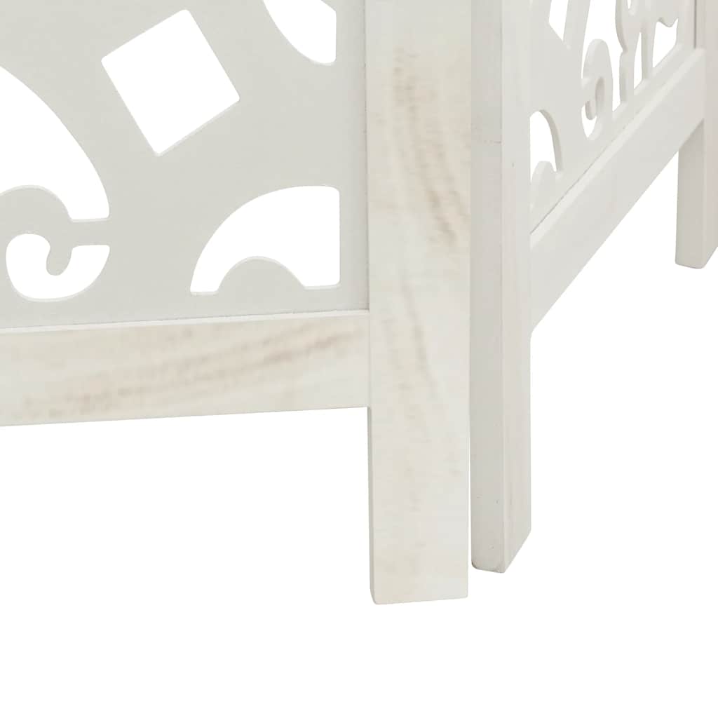 Room Divider 4 Panels White Solid Wood Paulownia