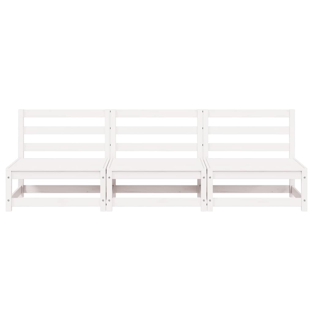 Garden Sofas Armless 3 pcs White 70x70x67 cm Solid Wood Pine