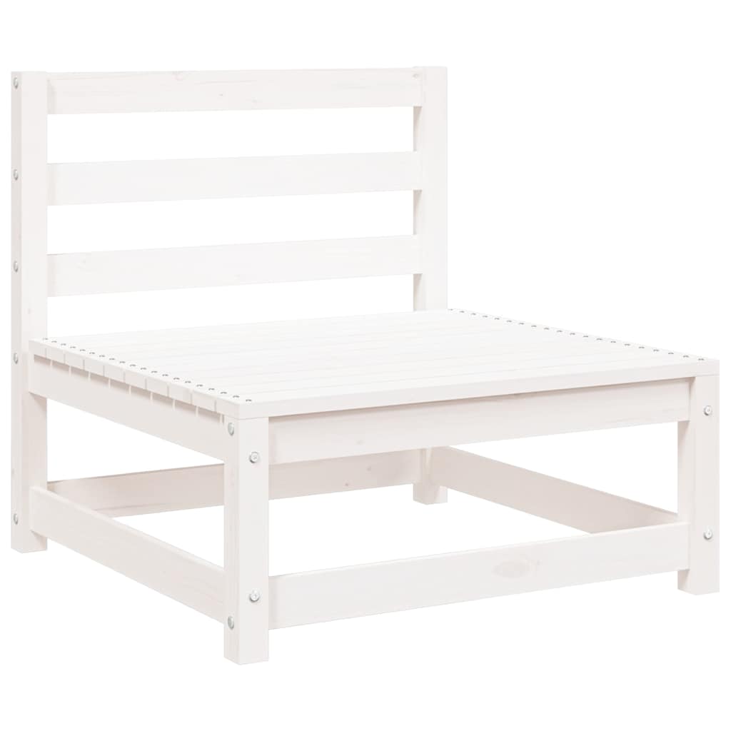 Garden Sofa 2-Seater White Solid Wood Pine