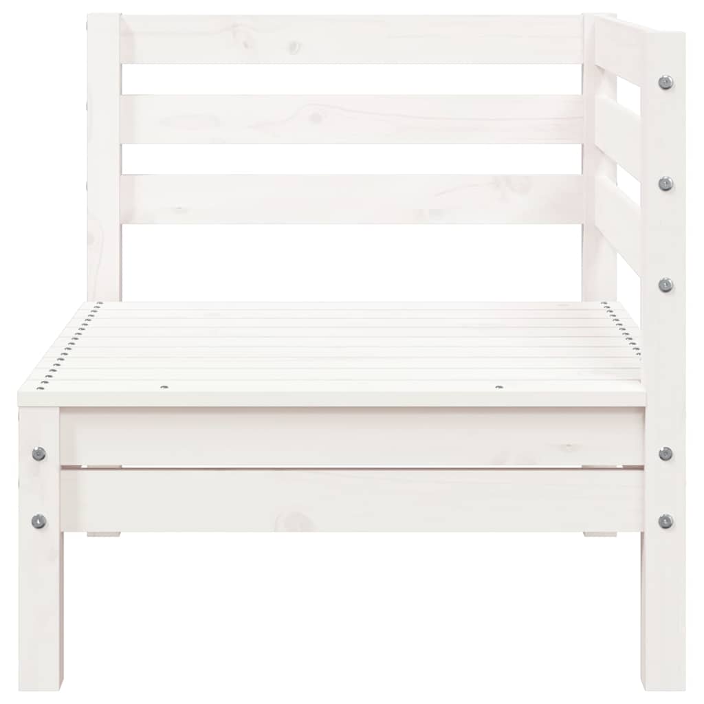 Garden Sofa 3-Seater with Footstool White Solid Wood Pine