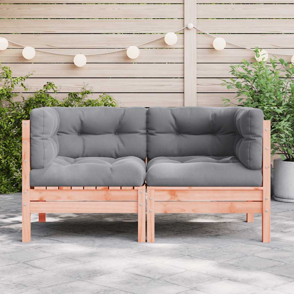 Garden Sofa Corner with Cushions 2 pcs Solid Wood Douglas