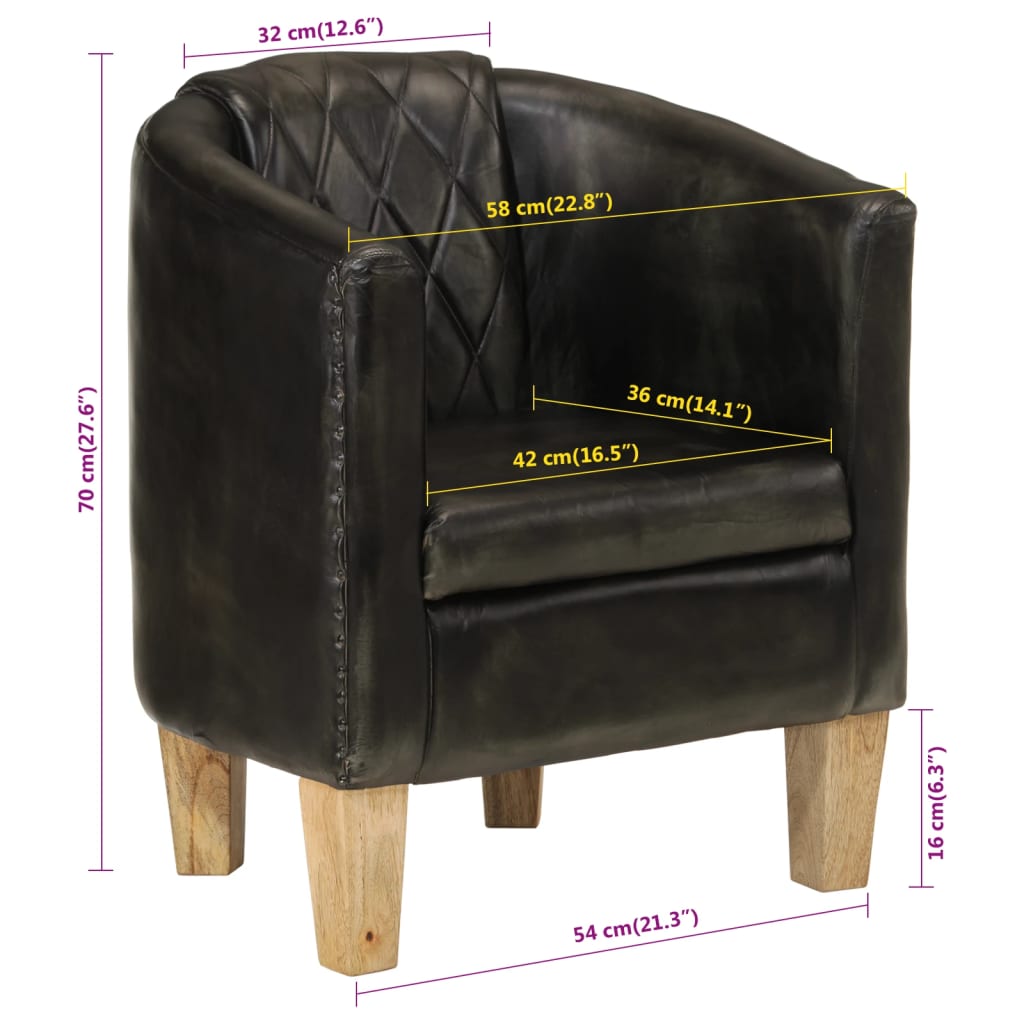 Tub Chair Real Leather