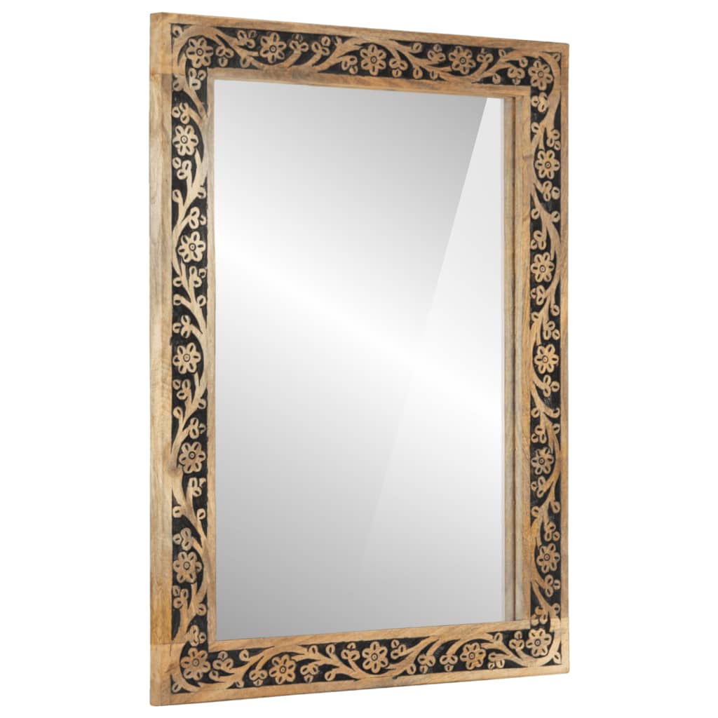 Bathroom Mirror 50X70X2.5 Cm Solid Wood Mango And Glass