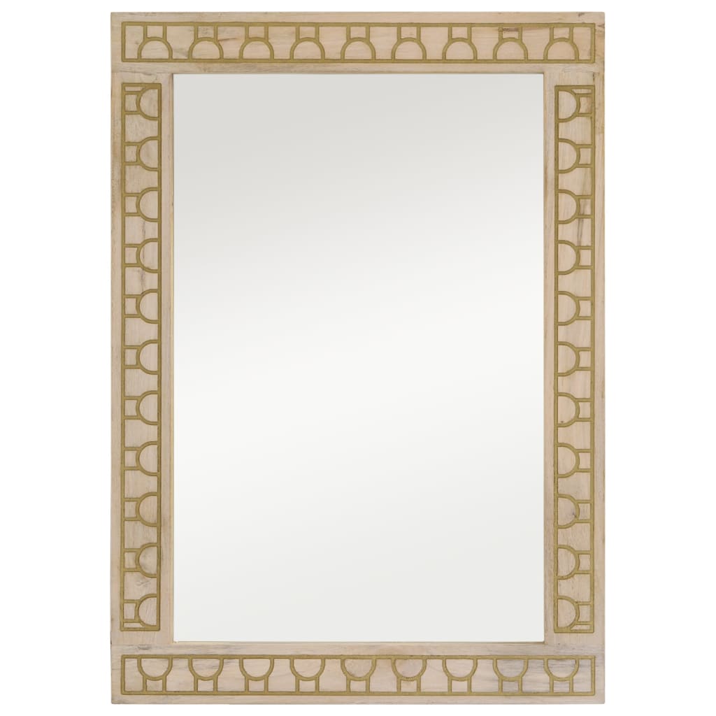 Bathroom Mirror 50X70X2.5 Cm Solid Wood Mango And Glass