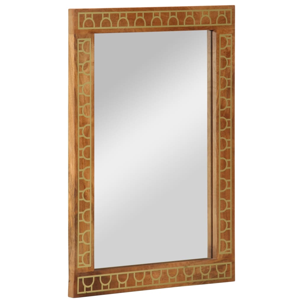 Bathroom Mirror 50X70X2.5 Cm Solid Wood Mango And Glass