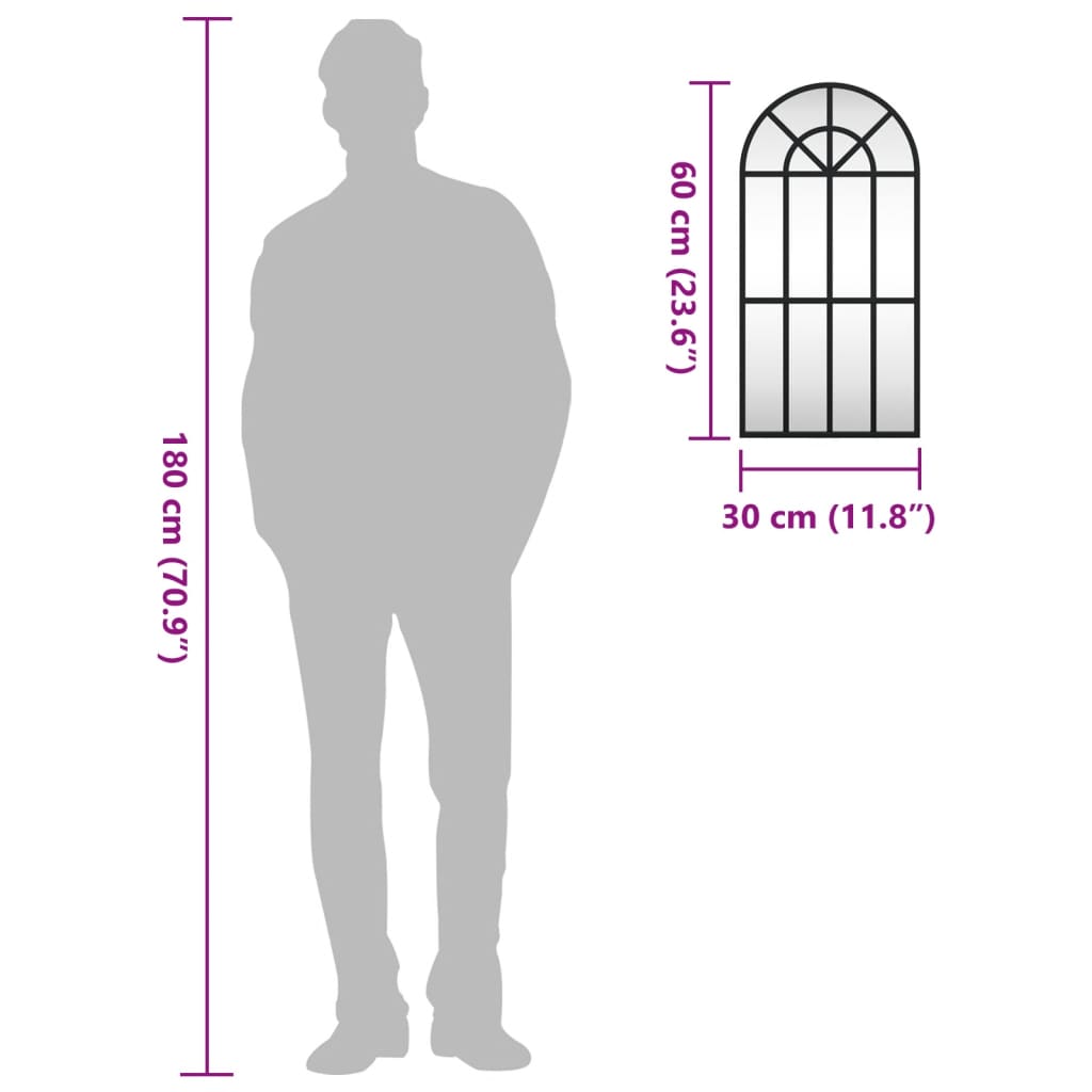 Wall Mirror Black Arch Iron