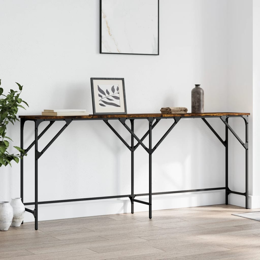 Console Table Smoked Oak 180x29x75 cm Engineered Wood