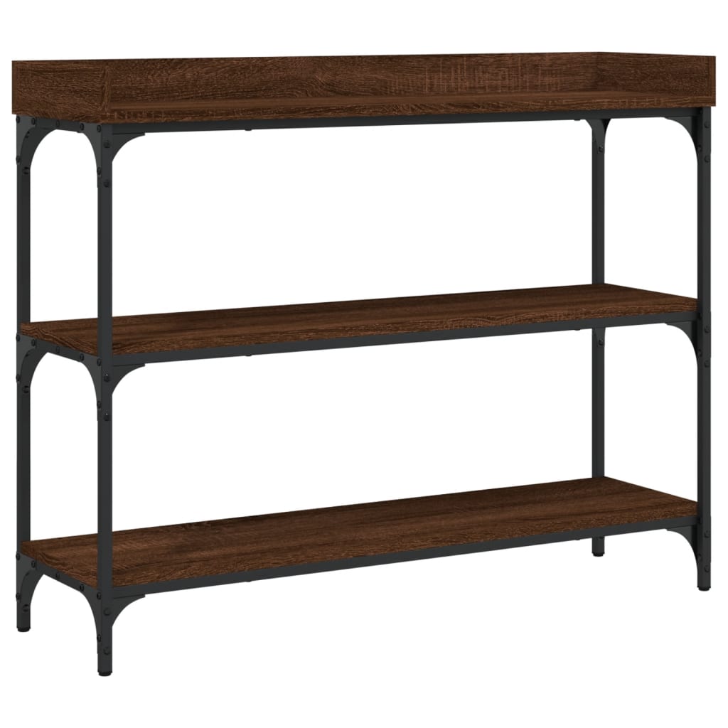Console Table with Shelves Brown Oak 100x30x80 cm