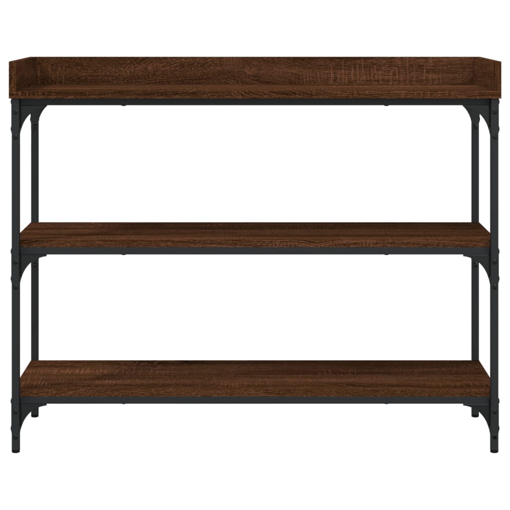 Console Table with Shelves Brown Oak 100x30x80 cm