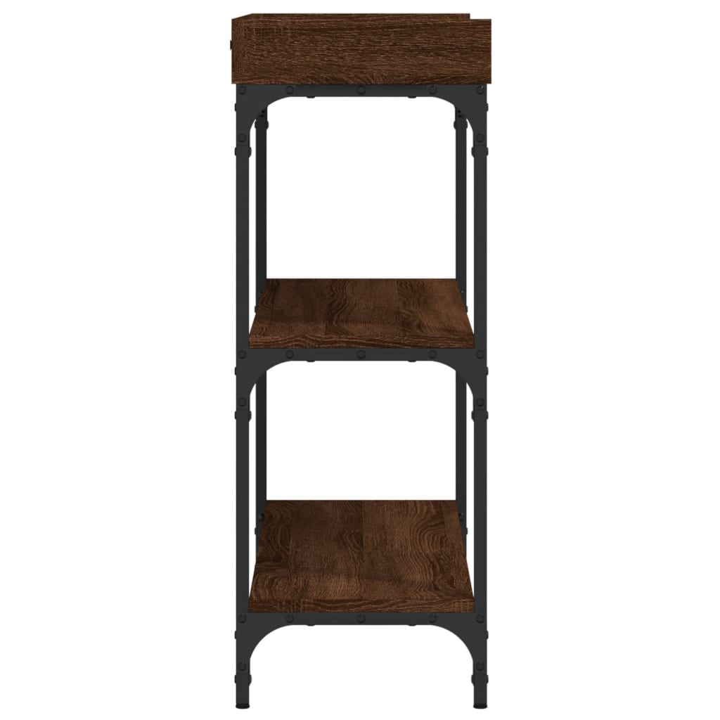 Console Table with Shelves Brown Oak 100x30x80 cm