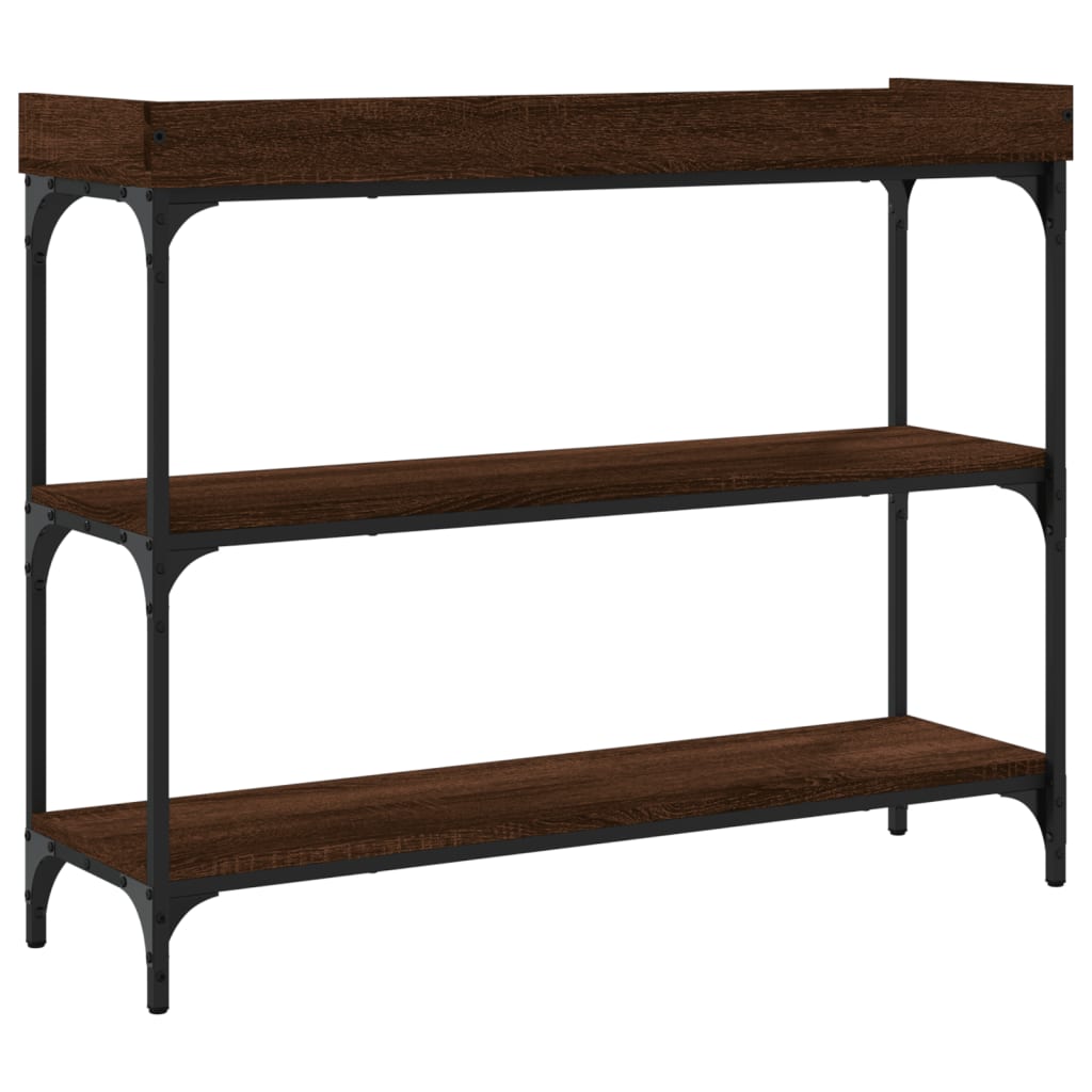 Console Table with Shelves Brown Oak 100x30x80 cm