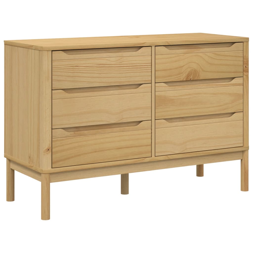 Chest of Drawers FLORO Wax Brown Solid Wood Pine