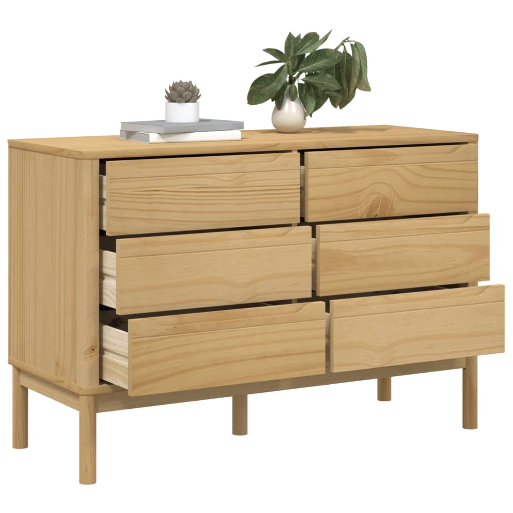 Chest of Drawers FLORO Wax Brown Solid Wood Pine