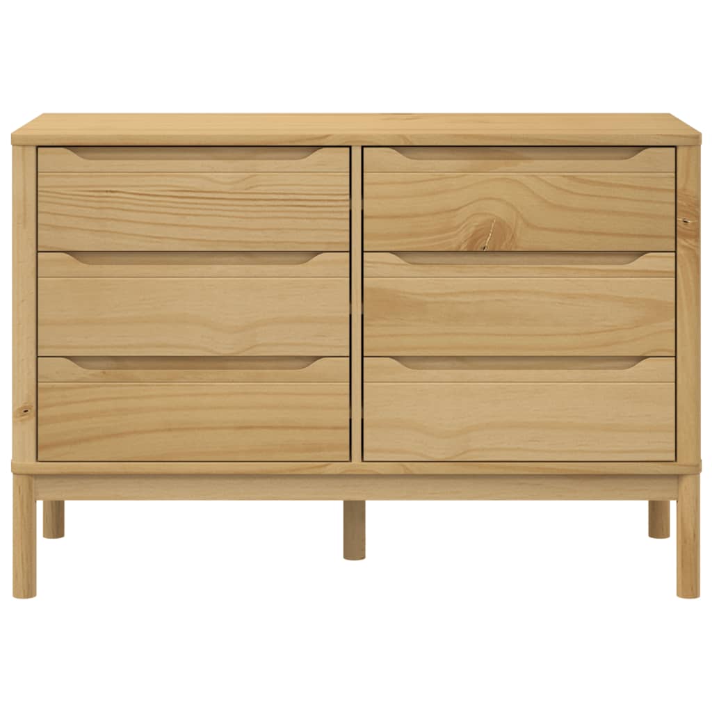 Chest of Drawers FLORO Wax Brown Solid Wood Pine