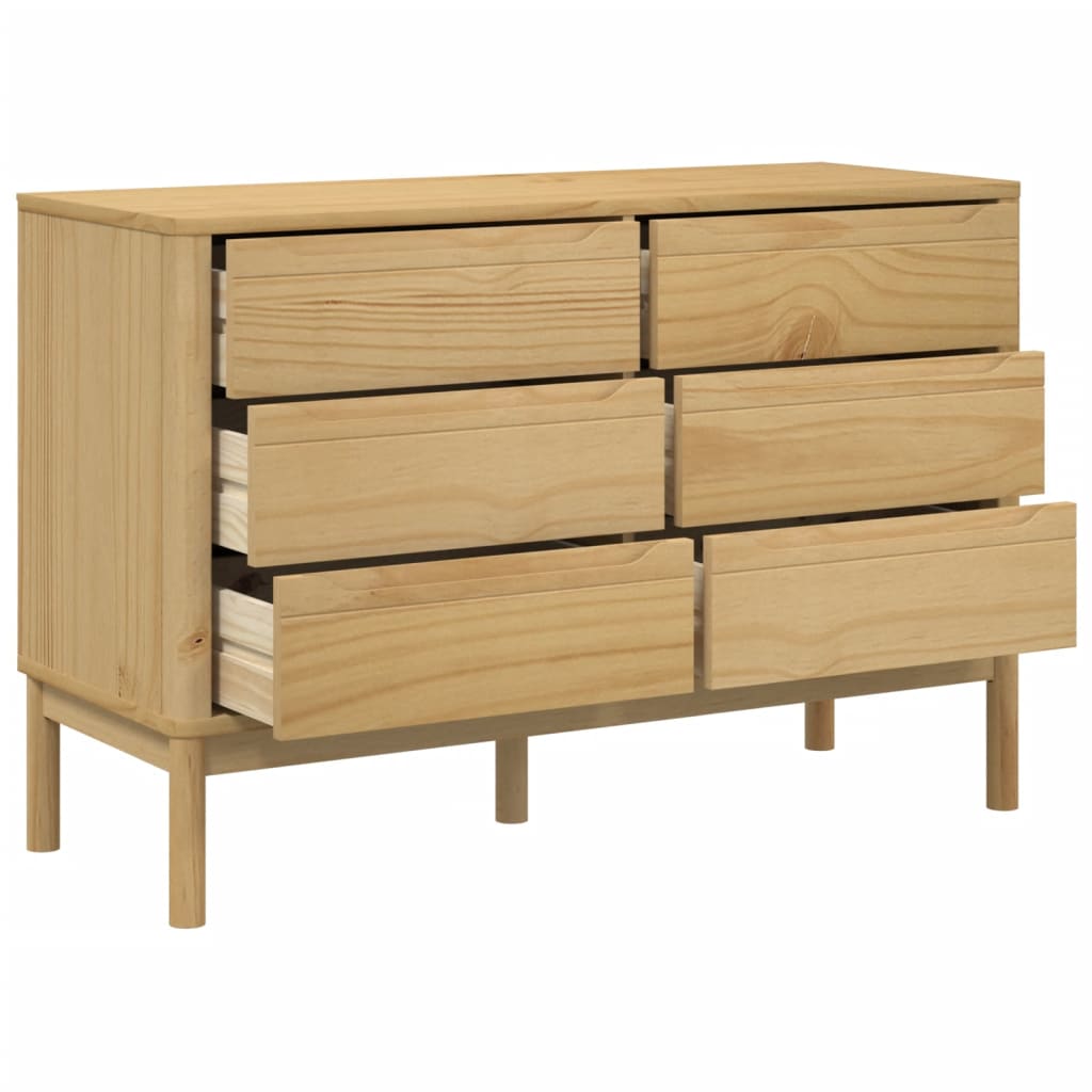 Chest of Drawers FLORO Wax Brown Solid Wood Pine