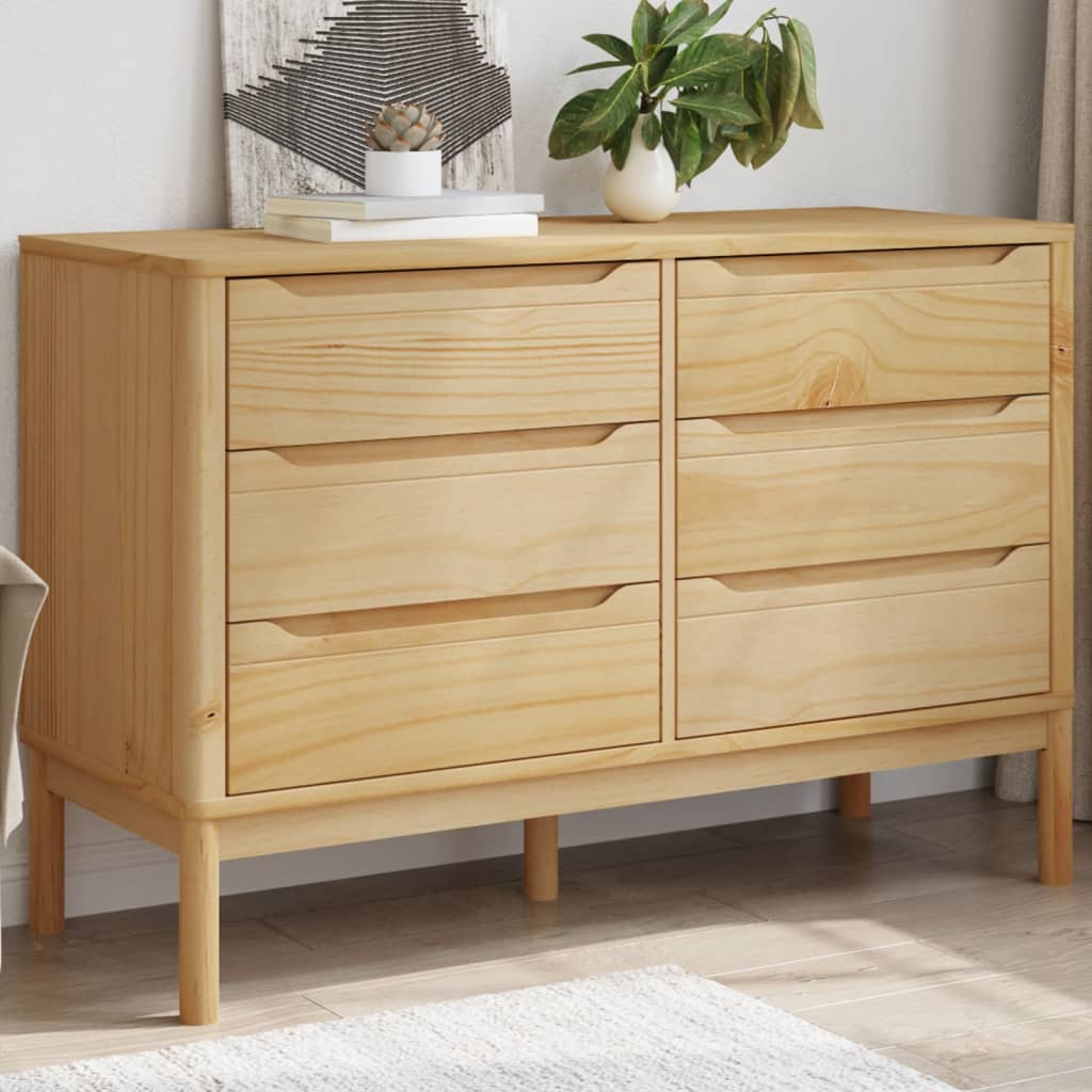 Chest of Drawers FLORO Wax Brown Solid Wood Pine