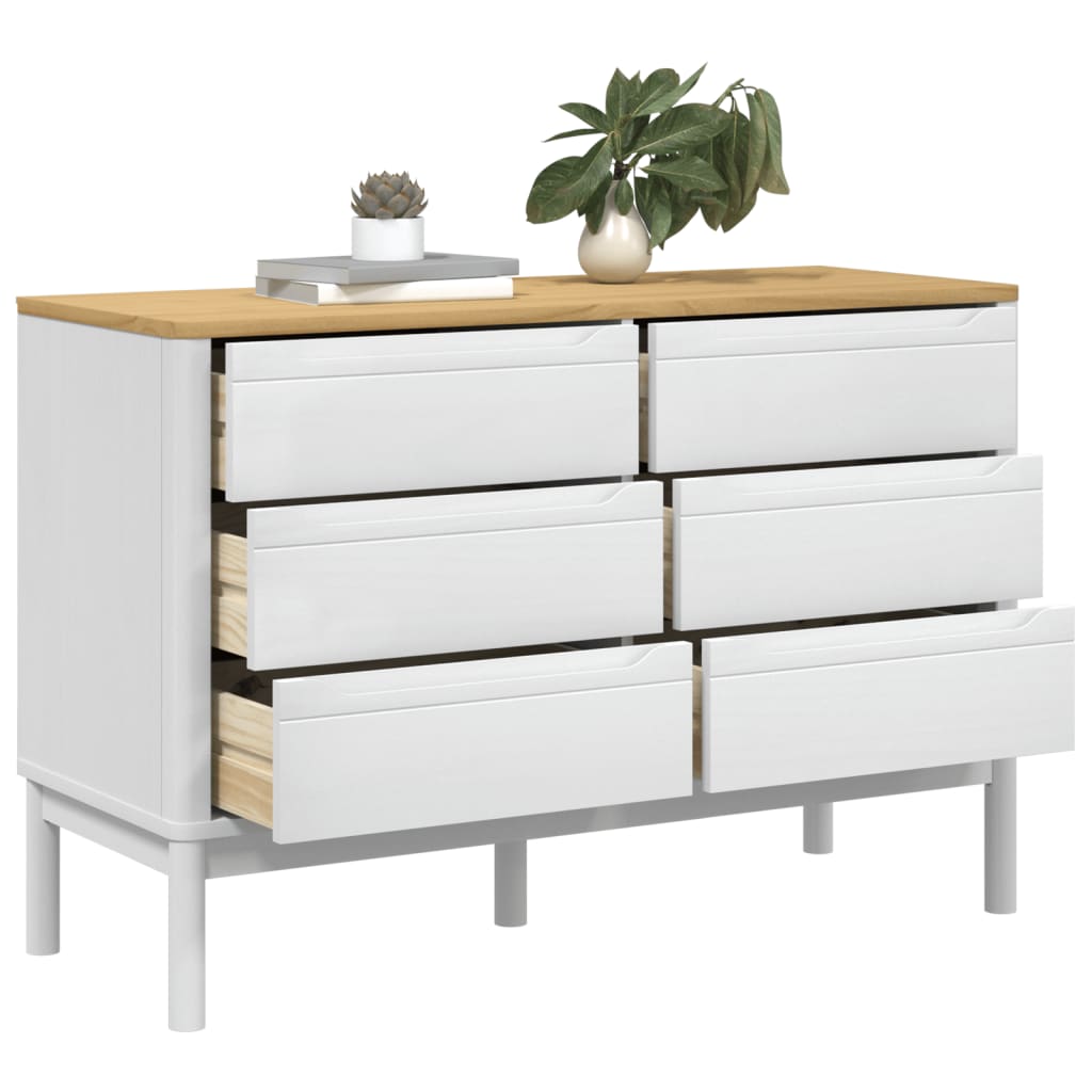 Chest of Drawers FLORO White Solid Wood Pine