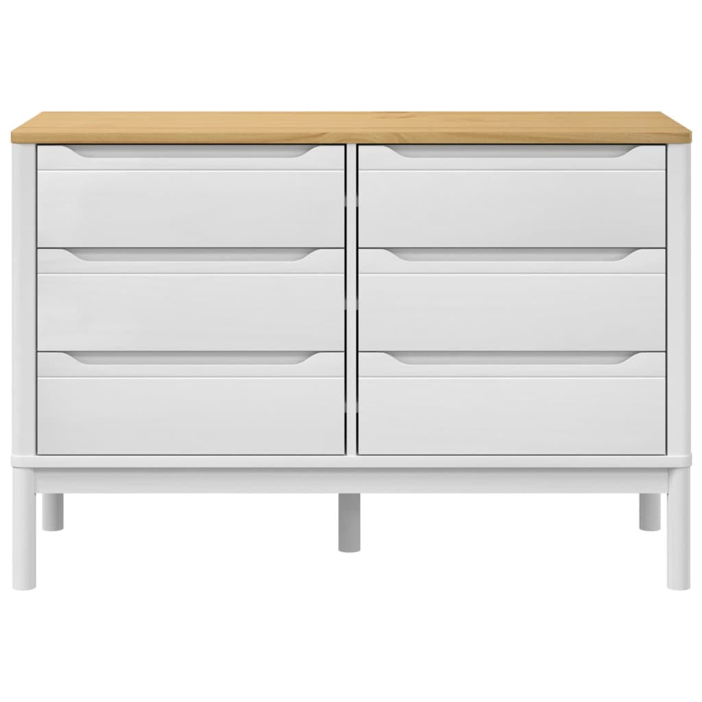 Chest of Drawers FLORO White Solid Wood Pine