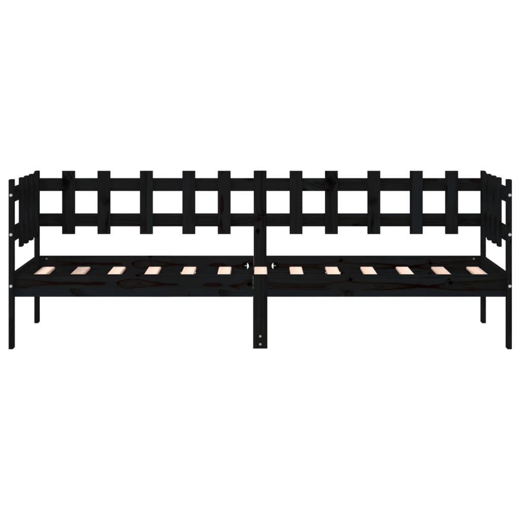 Day Bed without Mattress Black 80x200 cm Solid Wood Pine