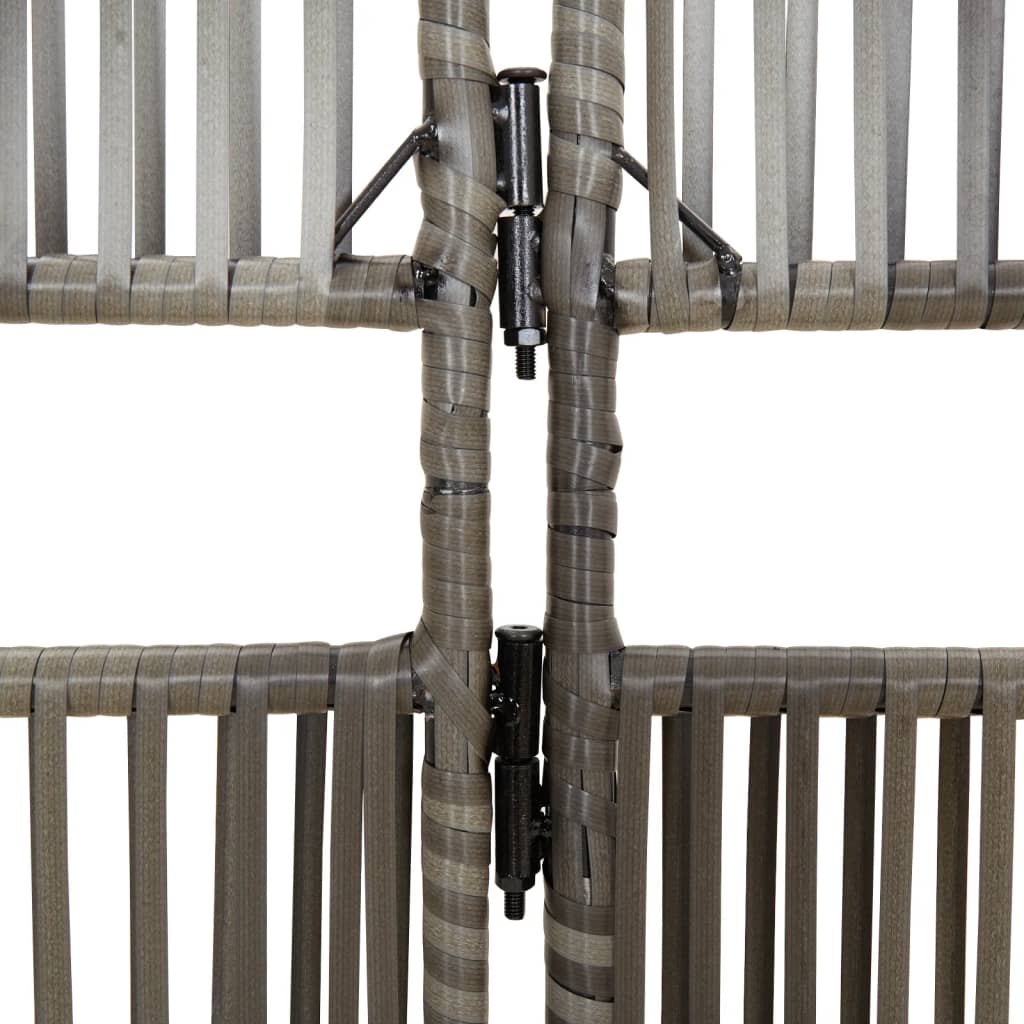Room Divider 5 Panels Grey Poly Rattan