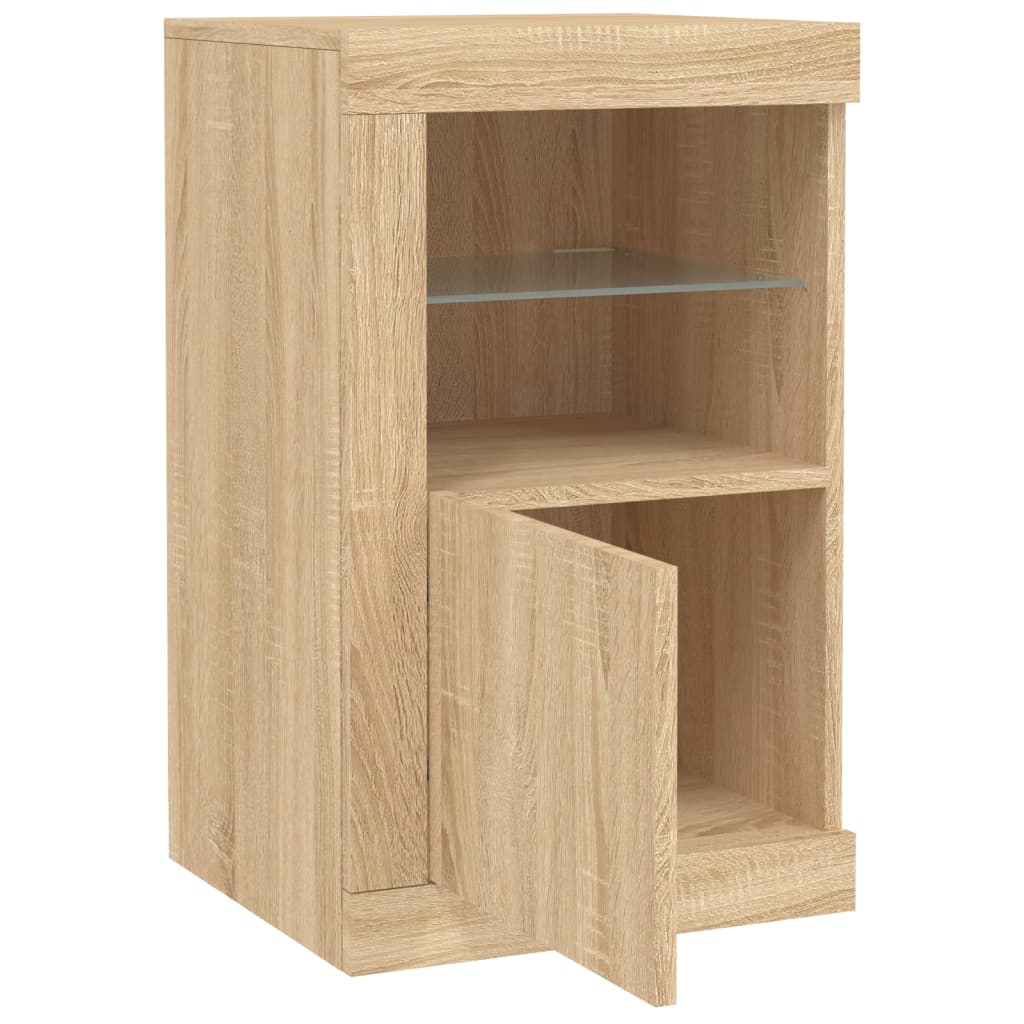 Side Cabinets with LED Lights 2 pcs Sonoma Oak Engineered Wood