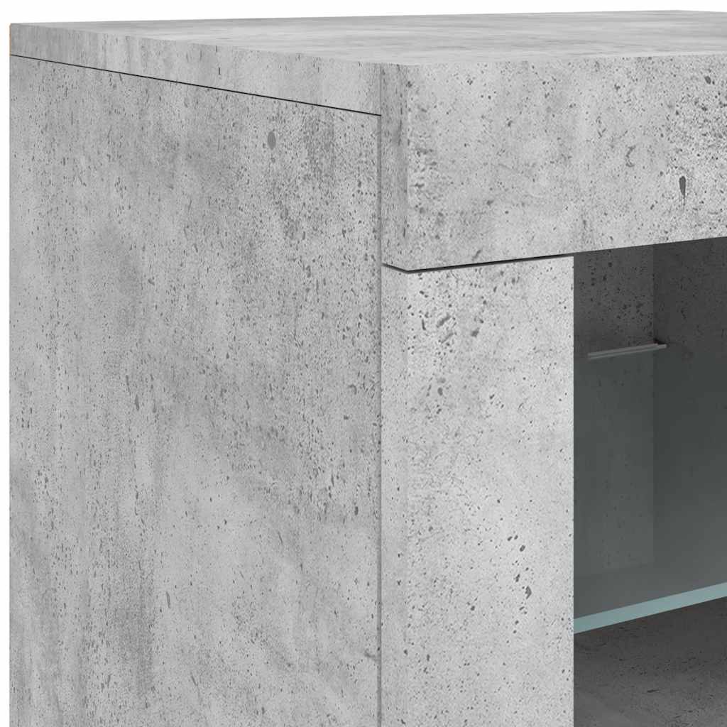 Side Cabinet with LED Lights Concrete Grey Engineered Wood