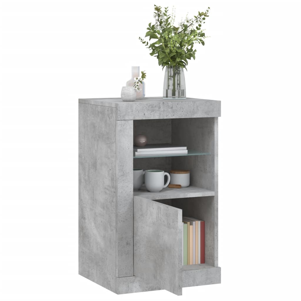 Side Cabinets with LED Lights 2 pcs Concrete Grey Engineered Wood