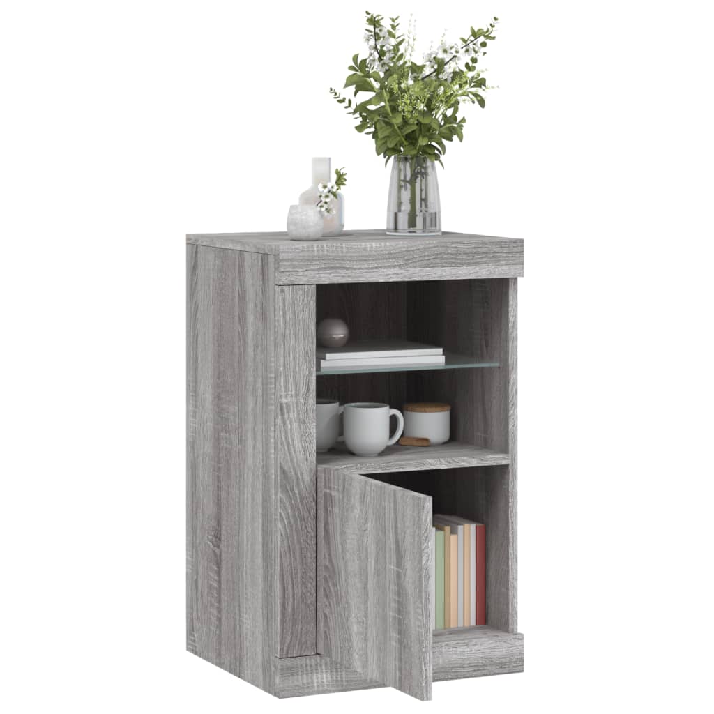 Side Cabinets with LED Lights 2 pcs Grey Sonoma Engineered Wood