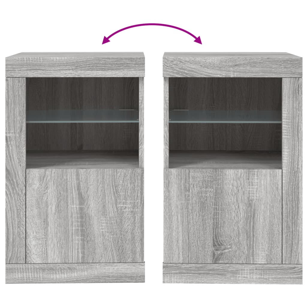 Side Cabinets with LED Lights 2 pcs Grey Sonoma Engineered Wood