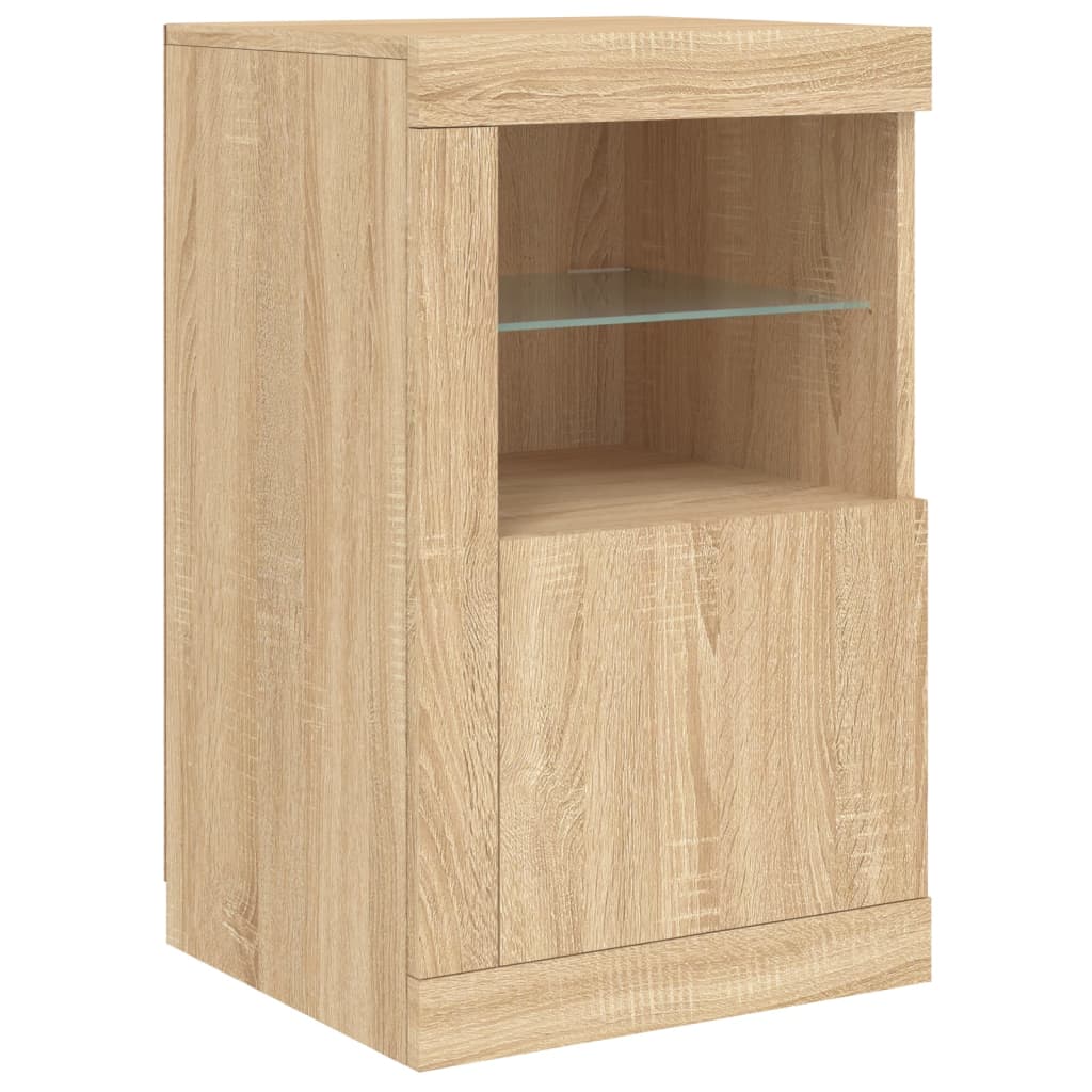 Sideboard with LED Lights Sonoma Oak 123x37x67 cm