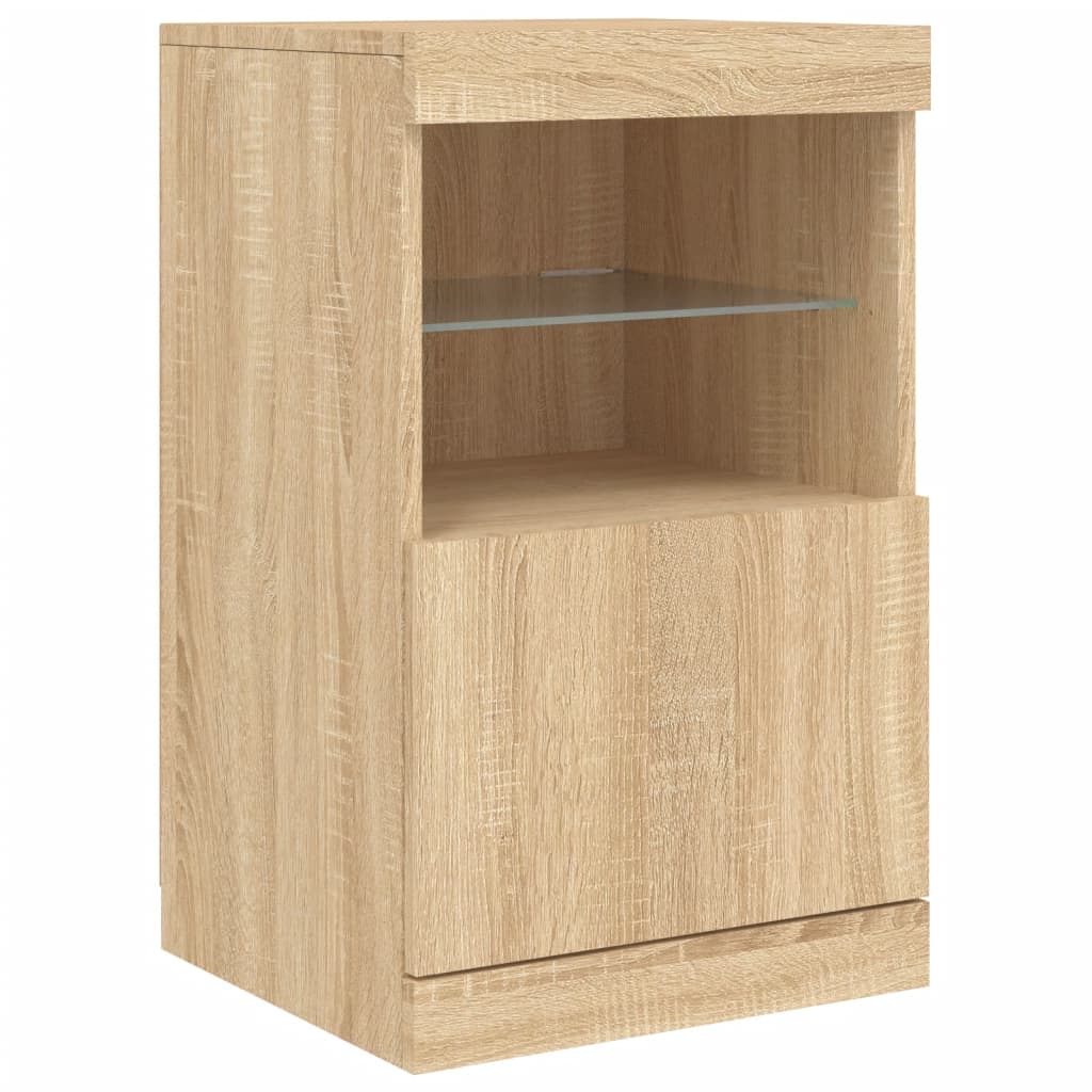 Sideboard with LED Lights Sonoma Oak 123x37x67 cm