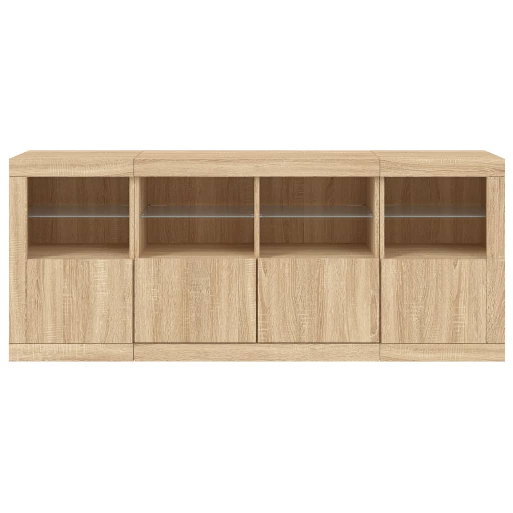 Sideboard with LED Lights Sonoma Oak 163x37x67 cm