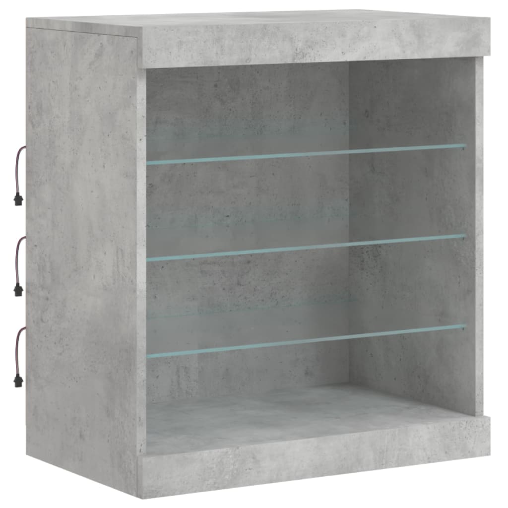 Sideboard with LED Lights Concrete Grey 142.5x37x67 cm