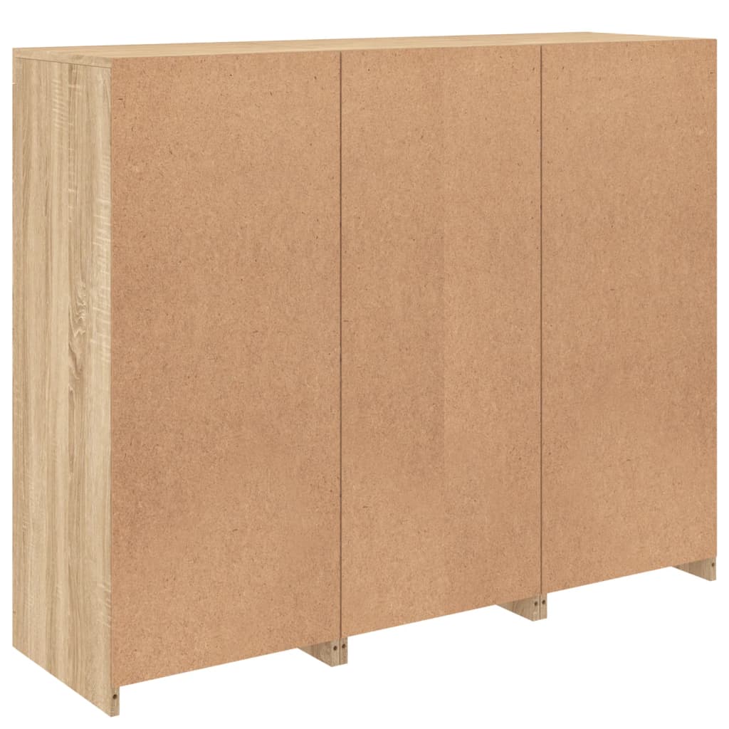 Sideboards with LED Lights 3 pcs Sonoma Oak Engineered Wood