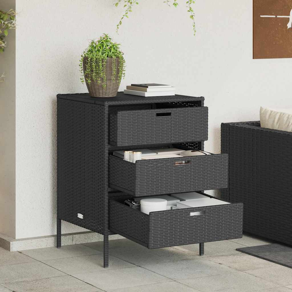 Garden Storage Cabinet Black 55x59x80 cm Poly Rattan