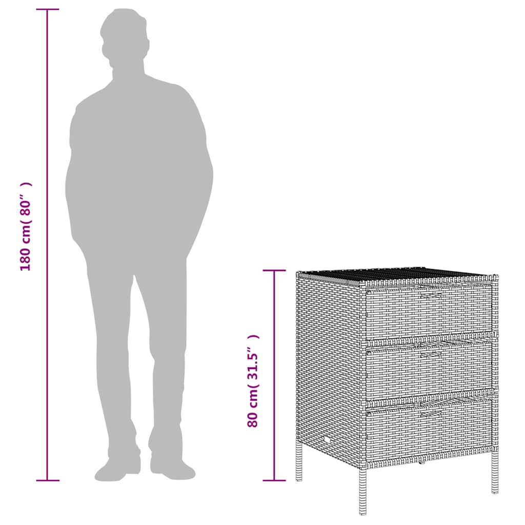 Garden Storage Cabinet Beige 55x59x80 cm Poly Rattan